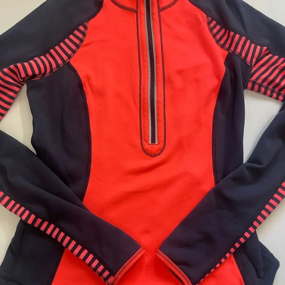 Lululemon Tops 1/2 Zip Up Pullover Sweatshirt Blue Orange size 2 (no tag) b-1
